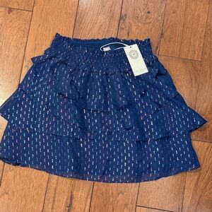 Ramy Brook Navy Ruffle Tiered Mini Skirt